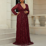 Plus Size Red Wrap Gown - Front