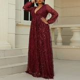 Plus Size Red Wrap Gown - Front