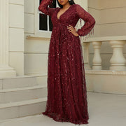 Plus Size Red Wrap Gown