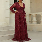 Plus Size Red Wrap Gown
