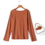 Rhea Plus Size Ribbed Knit Long Sleeve Top