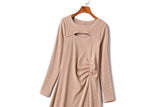 Plus Size Ribbed Long Sleeve Dress