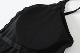 Jada Plus Size Plunge V Neck Sexy Black Swimsuit