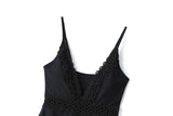 Jada Plus Size Plunge V Neck Sexy Black Swimsuit