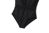 Jada Plus Size Plunge V Neck Sexy Black Swimsuit