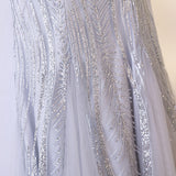Plus Size Silver Evening Gown - Waist Close Up