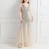 Desiree Plus Size Silver Gown