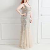 Desiree Plus Size Silver Gown