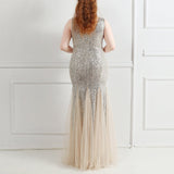 Desiree Plus Size Silver Gown