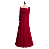 Plus Size Square Neck Evening Dress Side