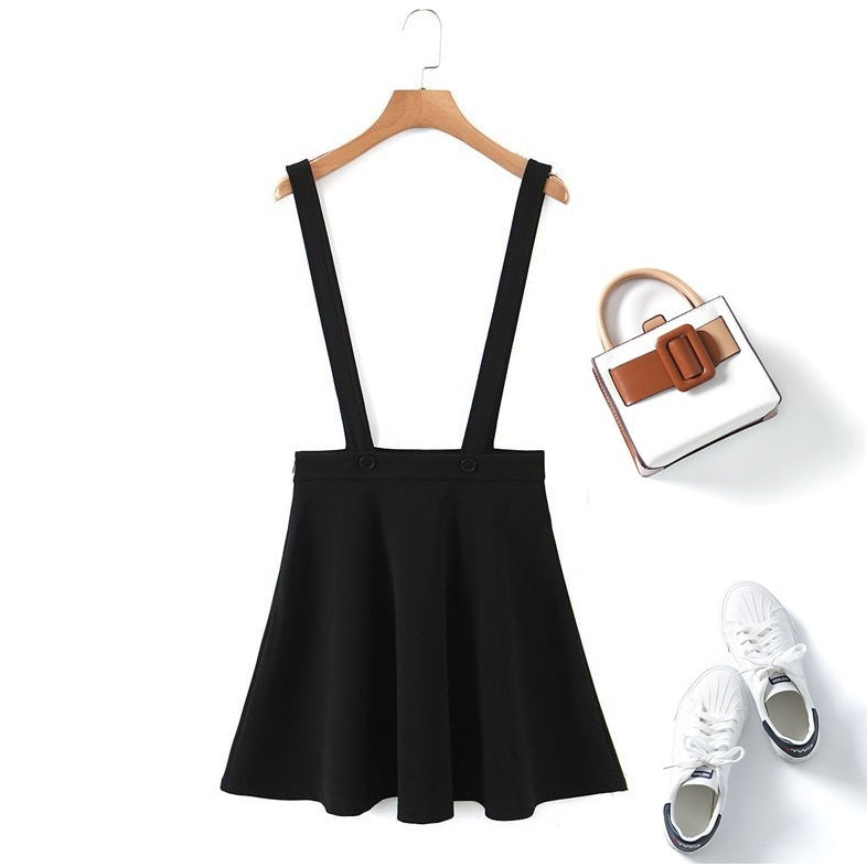 Plus Size Black Suspender Skirt