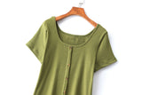 Patrice Plus Size Ribbed Buttons T Shirt Top
