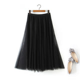 Plus Size Tulle Midi Skirt - Black