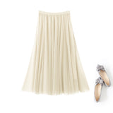 Plus Size Tulle Midi Skirt - Cream