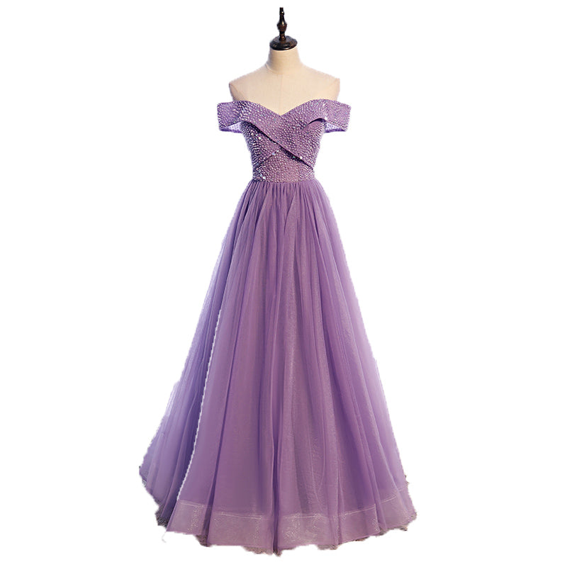 Off-the-shoulder Ruched Tulle A-line Dress Marigold Plus Size
