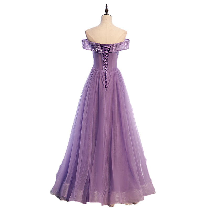 Off-the-shoulder Ruched Tulle A-line Dress Peacock Plus Size