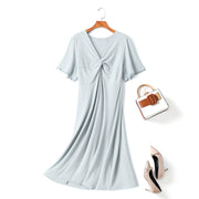 plus size v neck midi dress