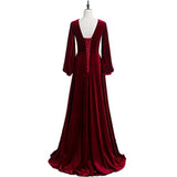 Plus Size Velvet Long Sleeve Evening Dress - Back View