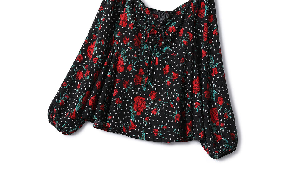 Plus Size Vintage Floral Long Sleeve Top