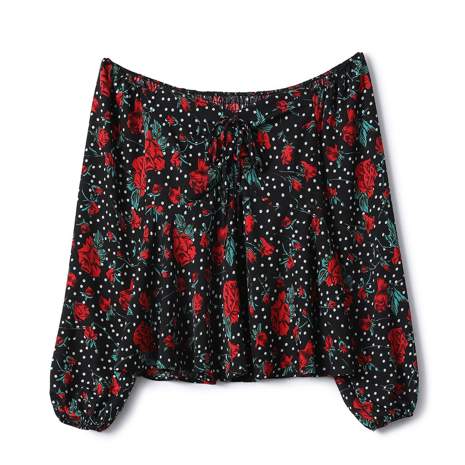 Plus Size Vintage Floral Long Sleeve Top