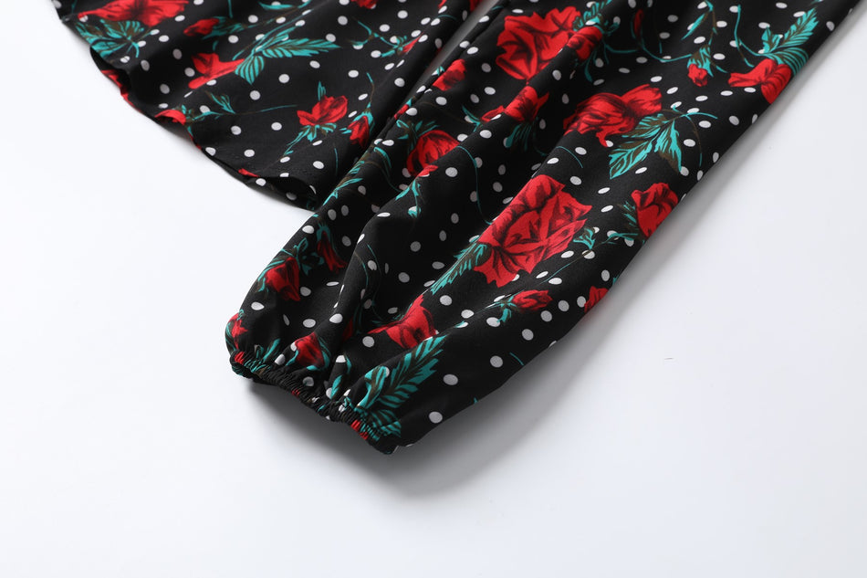 Plus Size Vintage Floral Long Sleeve Top