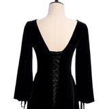 Plus Size Vintage Long Sleeve Evening Dress - Back Close Up