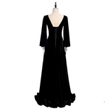 Plus Size Vintage Long Sleeve Evening Dress - Back View