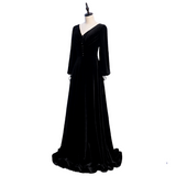 Plus Size Vintage Long Sleeve Evening Dress - Side View