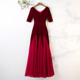 Plus Size Velvet Vintage Evening Dress - Back