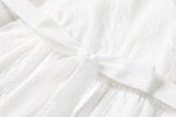 Plus Size White Embroidery Wrap Dress