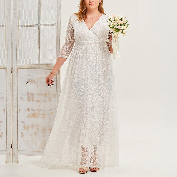 Plus size white flowy maxi dress Clearance