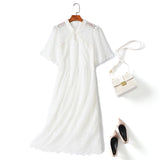 plus size white lace cheongsam dress