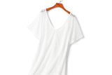 Dahlia Plus Size V Neck White Lace Dress