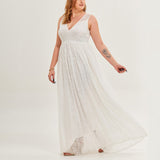 Plus Size White Lace Evening Dress