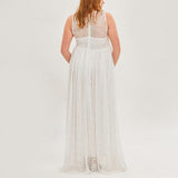 Plus Size White Lace Evening Dress