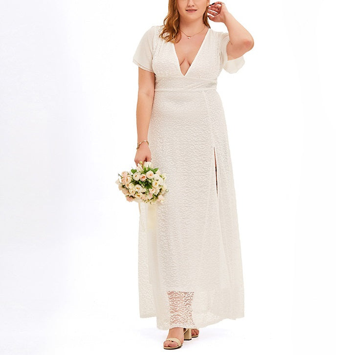 White lace maxi dress hot sale plus size