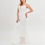 Plus Size White Lace Mermaid Gown