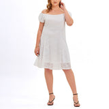 Plus Size White Lace Off Shoulder Dress