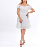 Plus Size White Lace Off Shoulder Dress