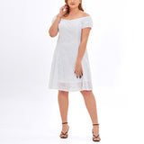 Plus Size White Lace Off Shoulder Dress