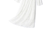 Enrika Plus Size Off The Shoulder White Lace Midi Dress