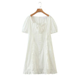 Plus Size White Lace Up Dress