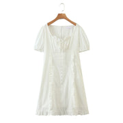 Plus Size White Lace Up Dress