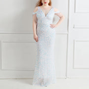 Plus Size White Off Shoulder Gown