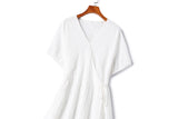 Plus Size White Wrap Dress