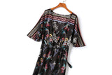 Fiori Plus Size Boho Print Wrap V Neck Maxi Dress