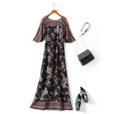 Fiori Plus Size Boho Print Wrap V Neck Maxi Dress