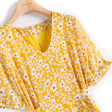 Plus Size Yellow Floral Midi Dress