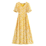 Plus Size Yellow Floral Midi Dress