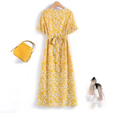 Plus Size Yellow Floral Midi Dress